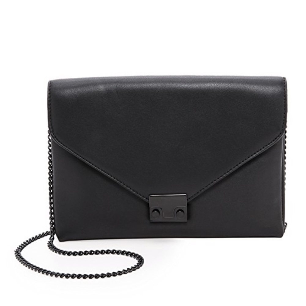 Loeffler Randall Envelope Lock Clutch Black Bag